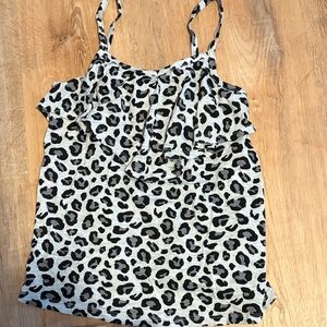 Gymboree Gray Leopard tank top with Ruffle